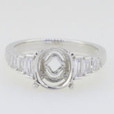 Sterling Silver Semi Mount Ring Setting Oval OV 10X8mm Baguette Shank - Syzjewelry